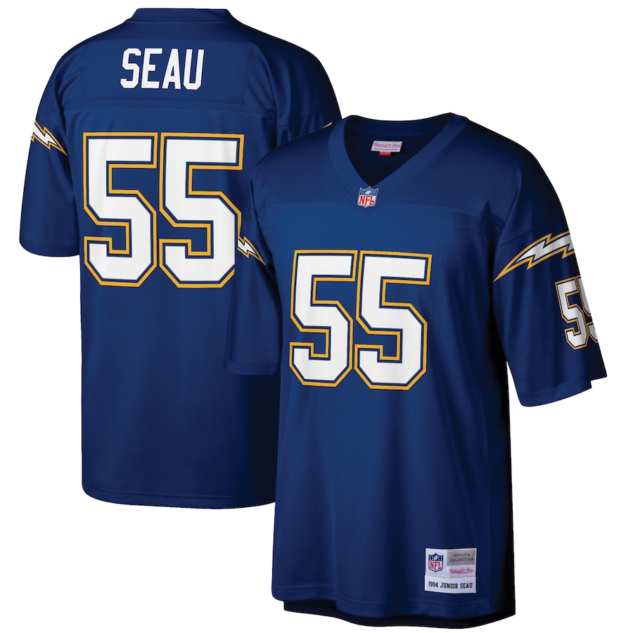 Men Custom Los Angeles Chargers #55 Seau Throwback Blue NFL Jerseys->boston red sox->MLB Jersey